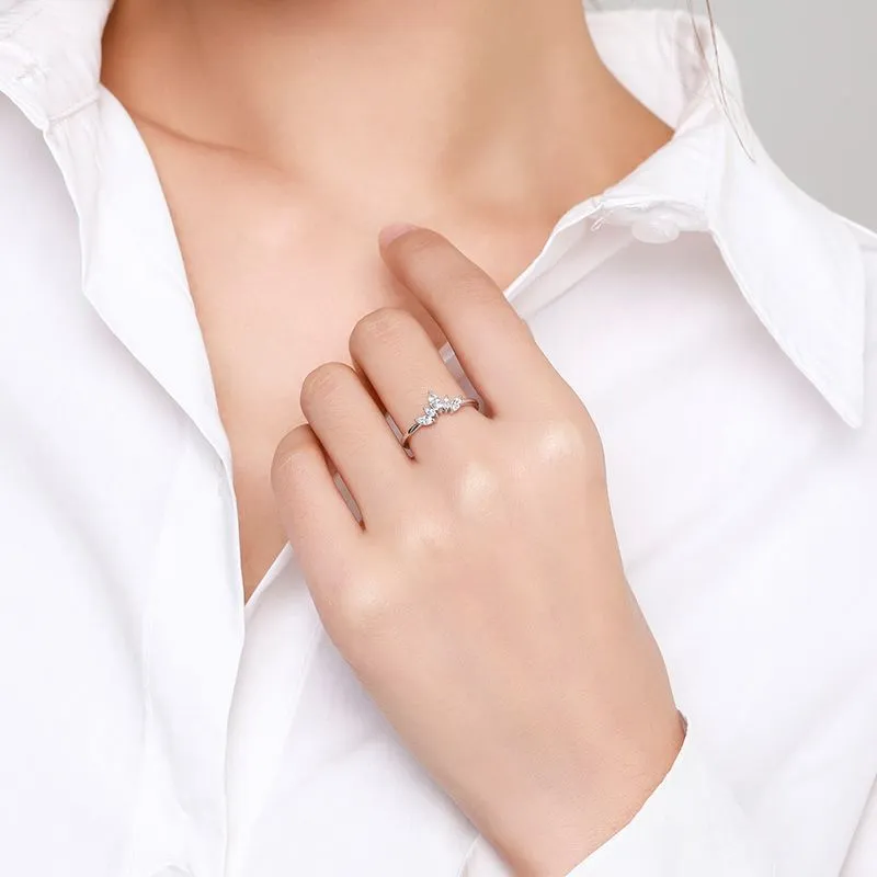 S925 Sterling Silver Princess Crown Ring Women