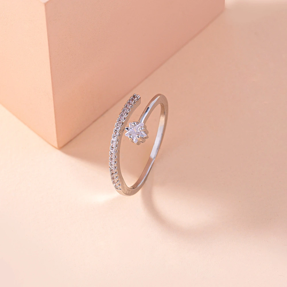 Simple Five-pointed Star Micro-inlaid Zircon Ring Jewelry Ring Accessories
