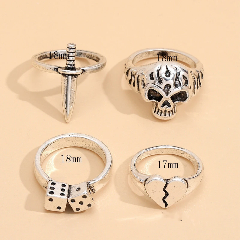 Fashionable Personality Skull Heart Ring Set