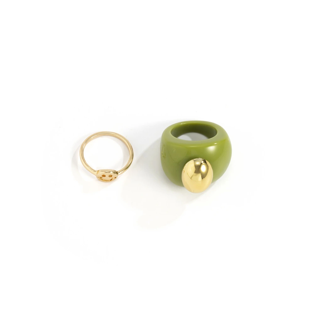 Frosty Ins Three-dimensional Alloy Inlaid Acrylic Ring