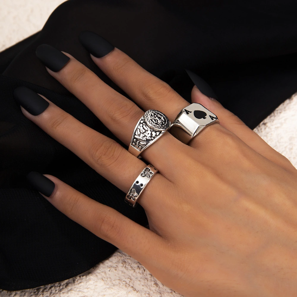 Sweet Cool Dark Spades Heart Poker Suit Ring