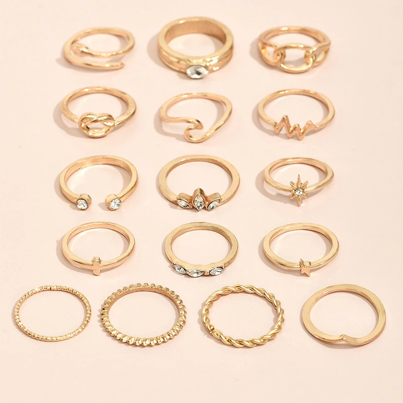 Wave Cross Knotted Twist Ring Set