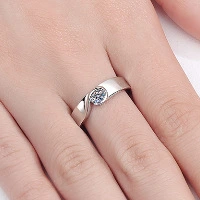 Sterling Silver Mossang Diamond Couple Ring With Love In The Heart-shaped Male And Female Ring