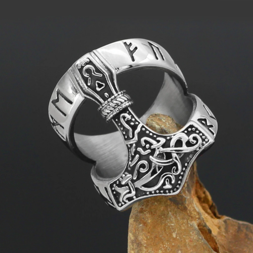 AliExpress Hot Style Viking Hammer Stainless Steel Ring Men