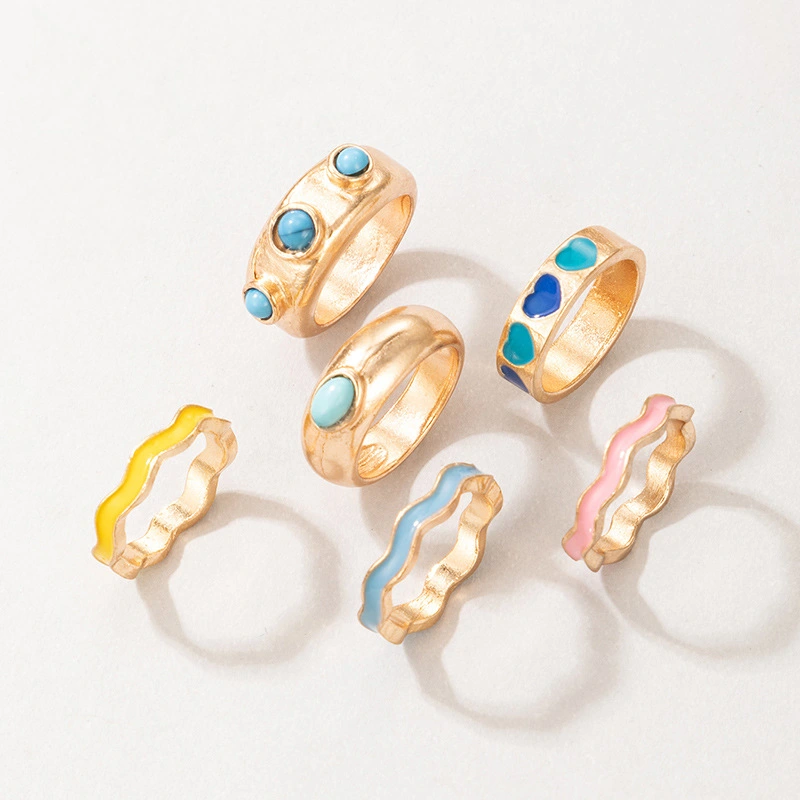 Color Love Fashion Ins Style 6-piece Ring Female