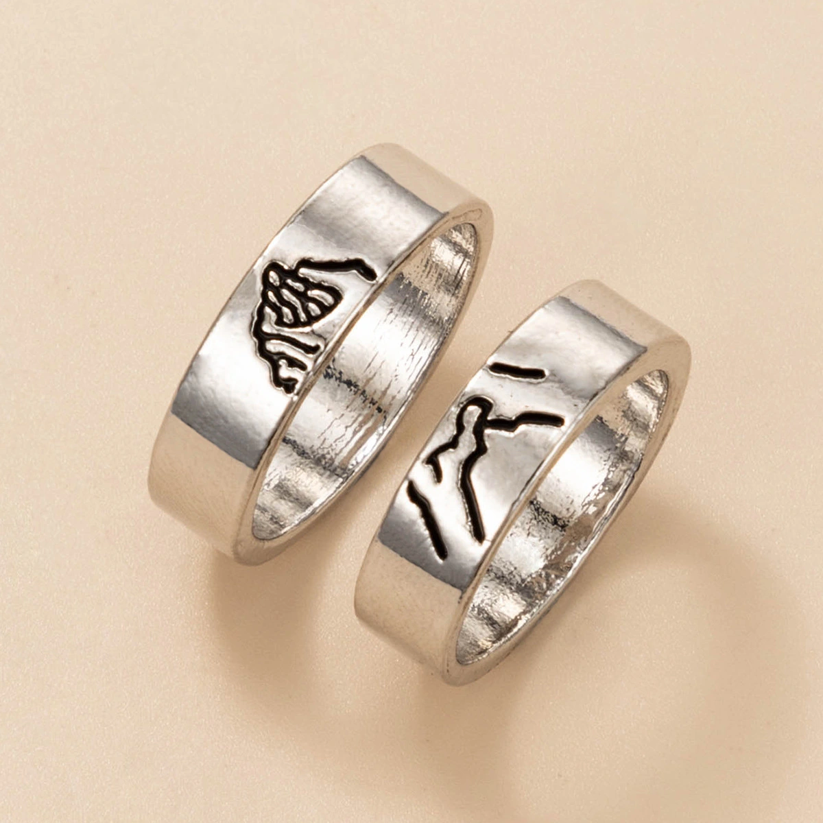 Personalized Letter Love Simple Geometric 2-piece Ring