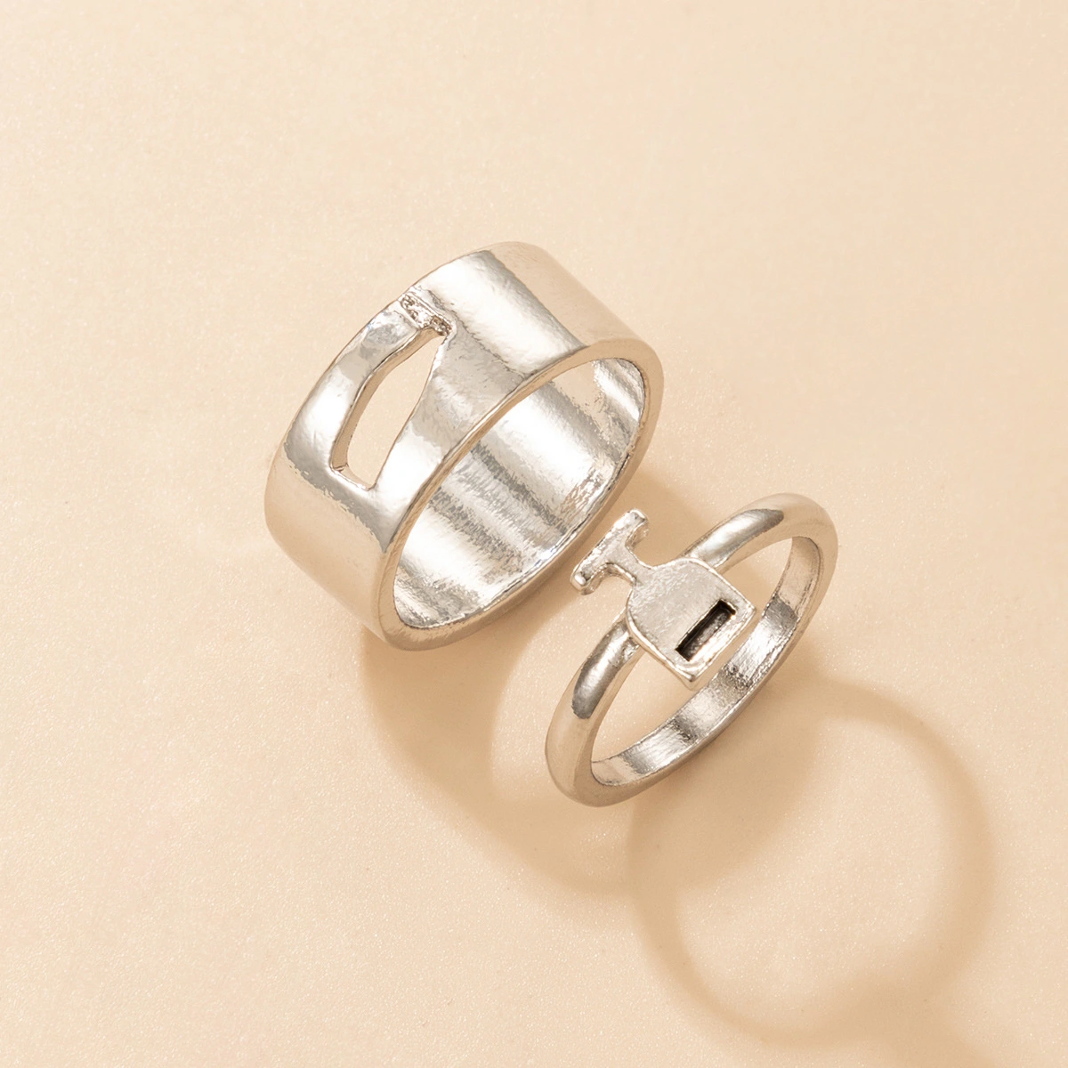 Personalized Letter Love Simple Geometric 2-piece Ring