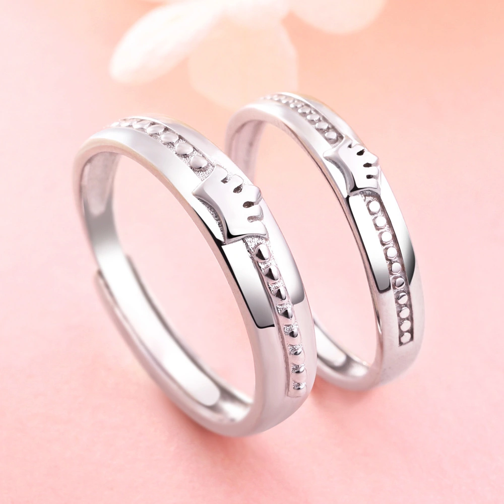 Simple Personality Sterling Silver Male And Female Couples Adjustable Size Ring