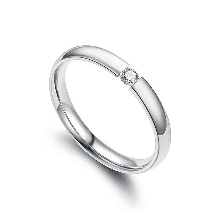 Titanium Steel Micro-inlaid Zircon And Diamond Couple Ring