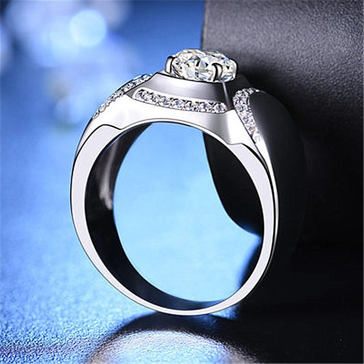 Korean Version Of Mossan 18K Gold Plated 1 Carat Group Diamond Ring