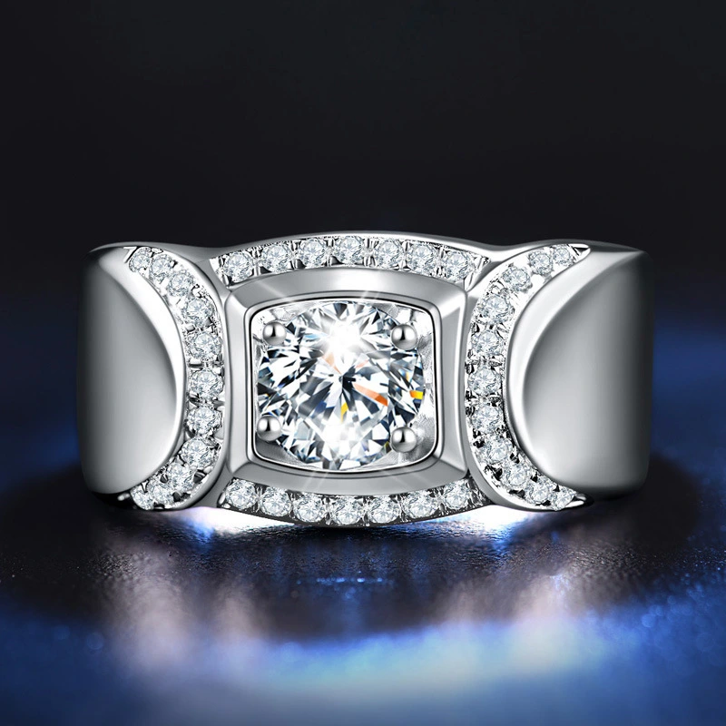 Korean Version Of Mossan 18K Gold Plated 1 Carat Group Diamond Ring