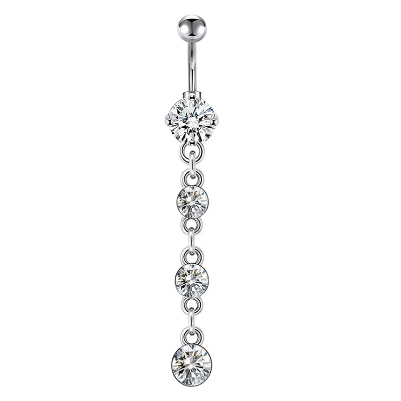 Zinc's New Product Exquisite Zircon Belly Button Ring Stainless Steel