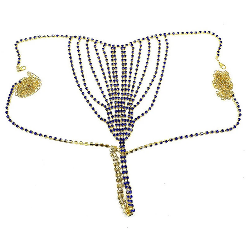 Woman Bikini Style Rhinestone Waist Chain Accessories