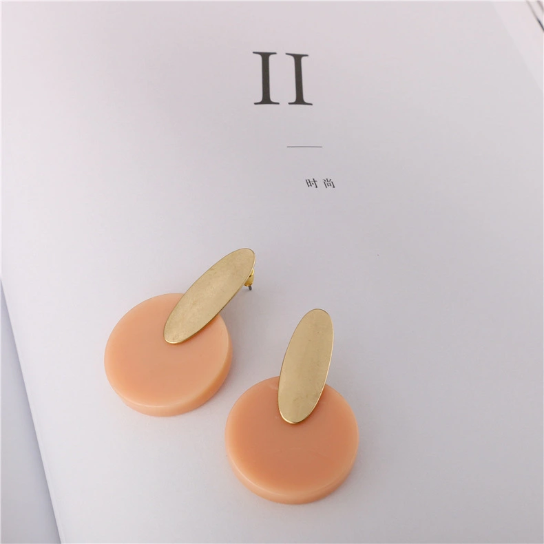 Round Ear Jewelry Zinc Alloy Resin Niche Earrings