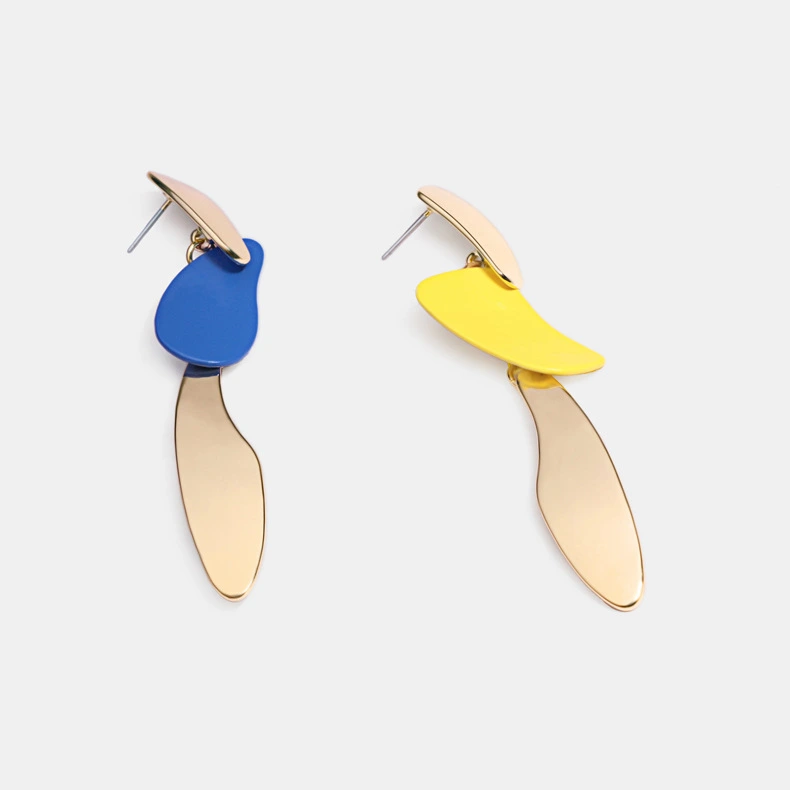 Color Block Asymmetric Earrings Exaggerated Resin Earrings