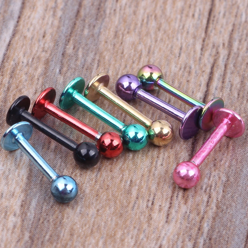 Medical Titanium Steel Ear Bone Nail Lip Nail Lip Ring. Golden Flat Bottom