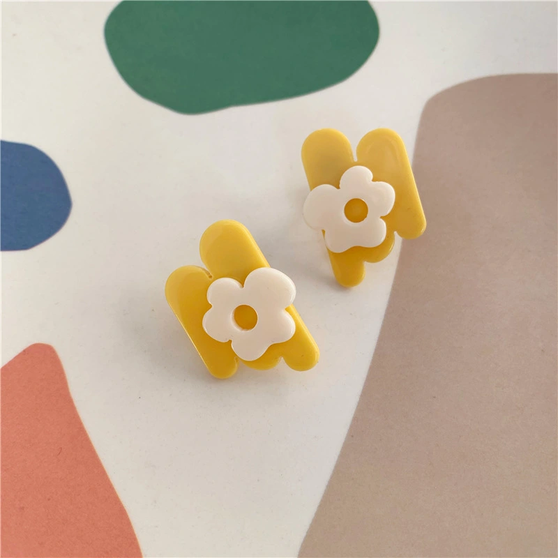 Acrylic Flower Asymmetric Geometric Earrings