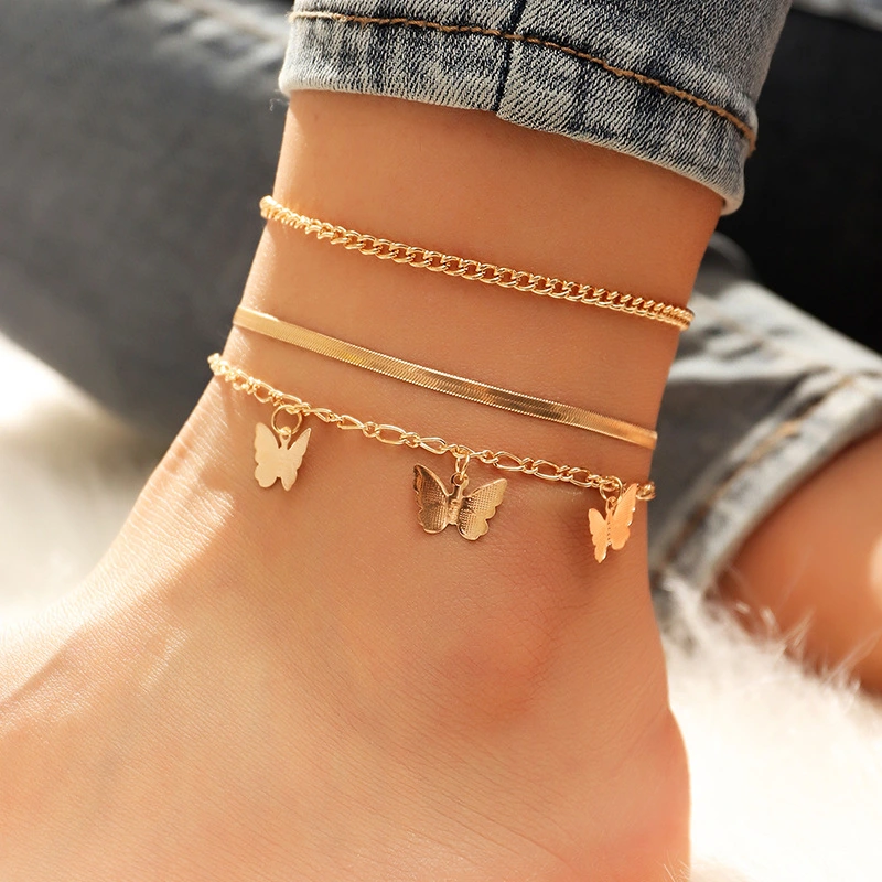 Fashion Alloy Butterfly Pendant Anklet Accessories