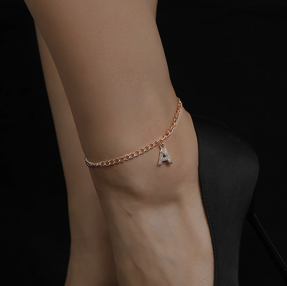 Fashion Full Rhinestone English Initial Pendant Anklet