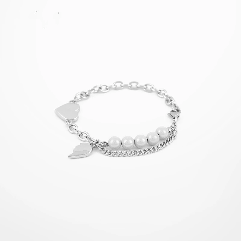 Ins Hip Hop Smiling Face Cuba Chain Bracelet Female Retro Thai Silver