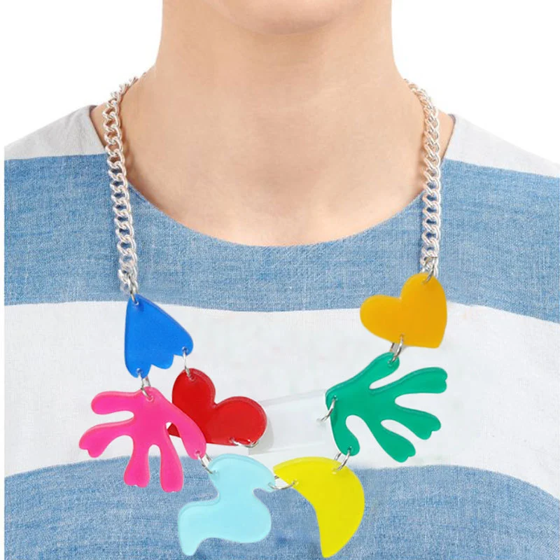 Candy Color Matching Flower Geometric Women's Necklace