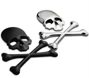Car Personality Metal Skull Logo Wansan Harley Skull Sticker Car