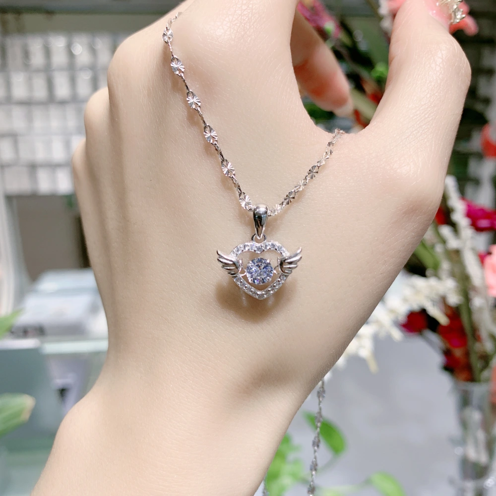 Beating Heart S925 Sterling Silver Necklace Female Sweet Love