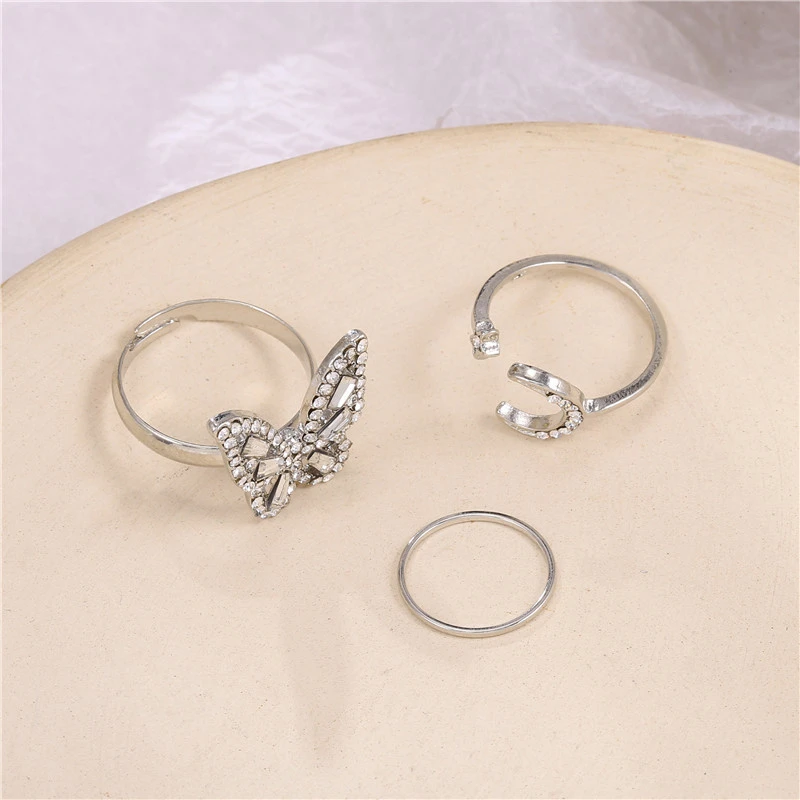 Butterfly Moon  Ring Adjustable Niche Design Cold Wind Index Finger Ring Female