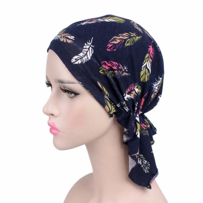 Stretch cotton print turban hat