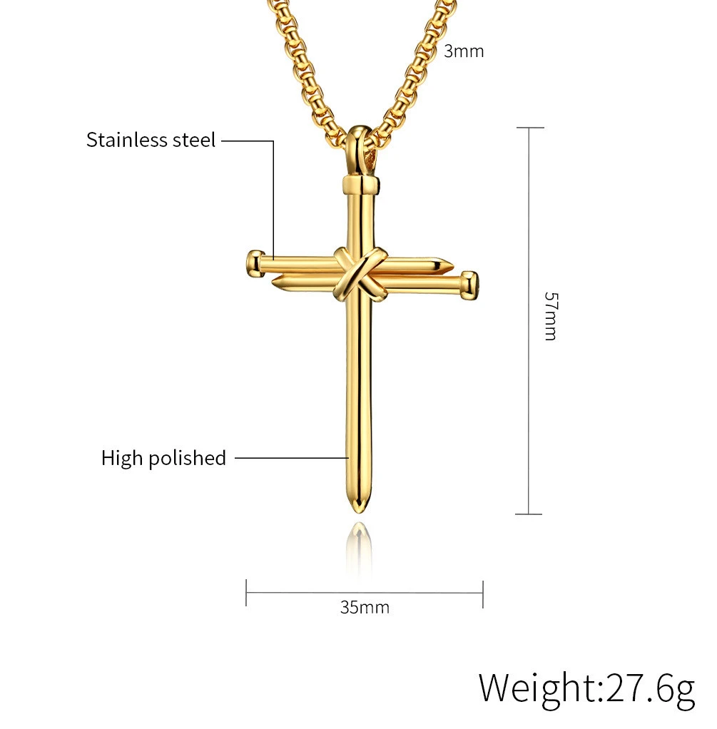 Stainless Steel Nail Combination Cross Necklace