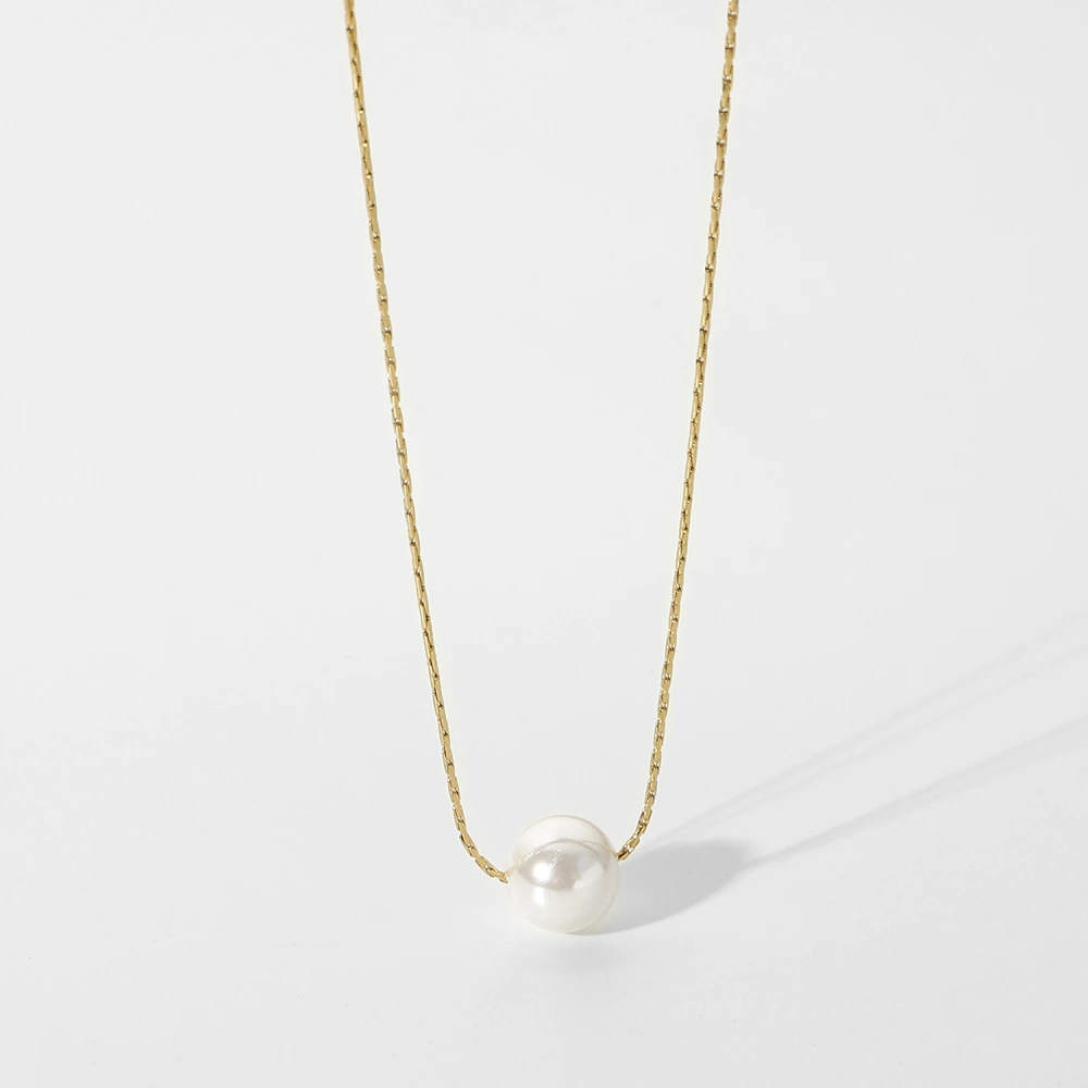 Simple 14K Stainless Steel Pearl Necklace