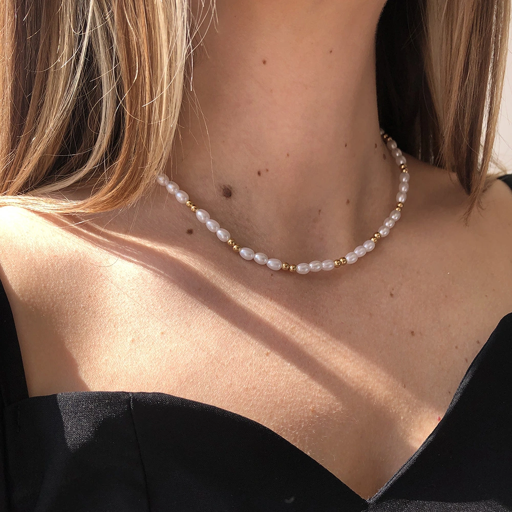 Personality Temperament Imitation Pearl Single Layer Clavicle Chain Women