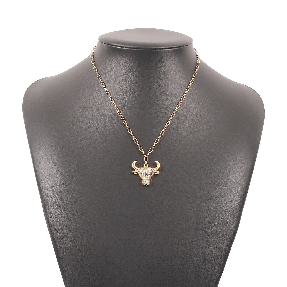 Bull Head Necklace Female Animal Diamond Hip Hop Trend Creative Clavicle Chain