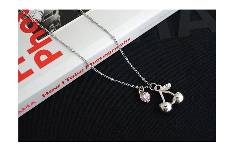 Little Cherry Rhinestone Love Necklace Wild Clavicle Chain Ins Niche Cold Wind Fashion Accessories