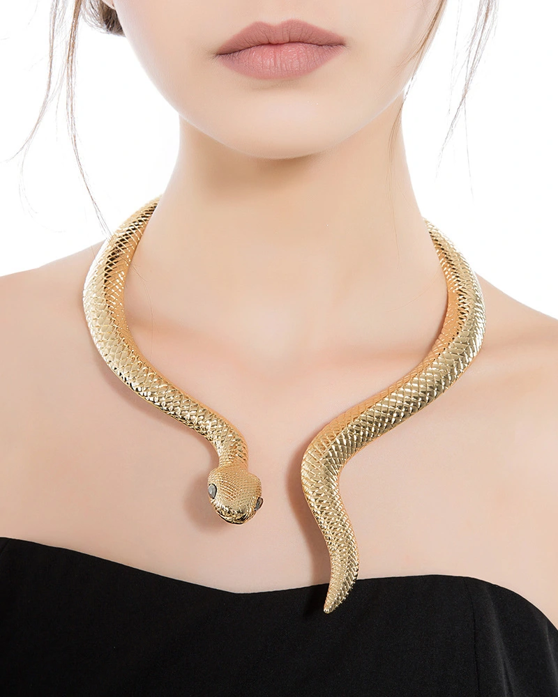 Golden Serpentine Spring Large Collar Necklace