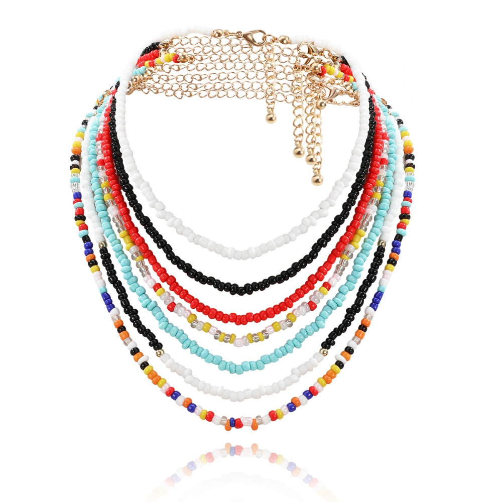 Handmade Hit Color Rice Bead Necklace Set