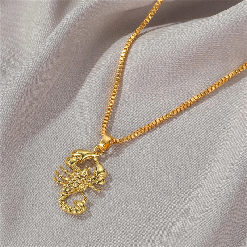 Gold Scorpion Necklace Personality Metal Hollow Sweater Chain