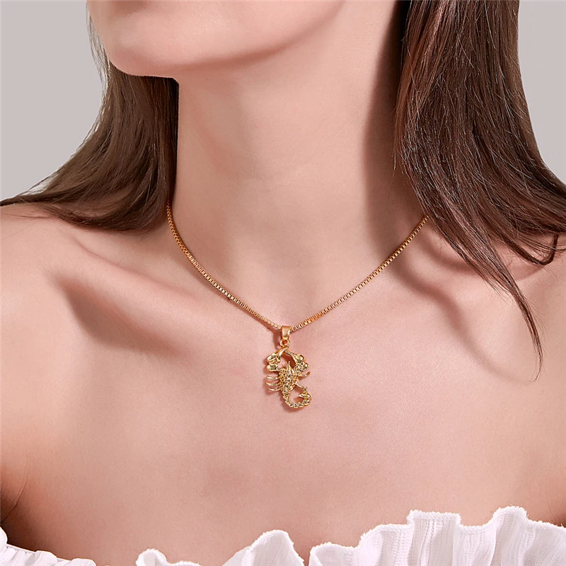 Gold Scorpion Necklace Personality Metal Hollow Sweater Chain