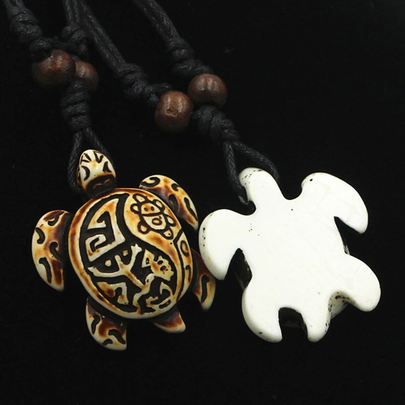 Fashion Trend Polished Turtle Necklace Imitation Yak Bone Carving Pendant Imitation Bone Personality Turtle Pendant