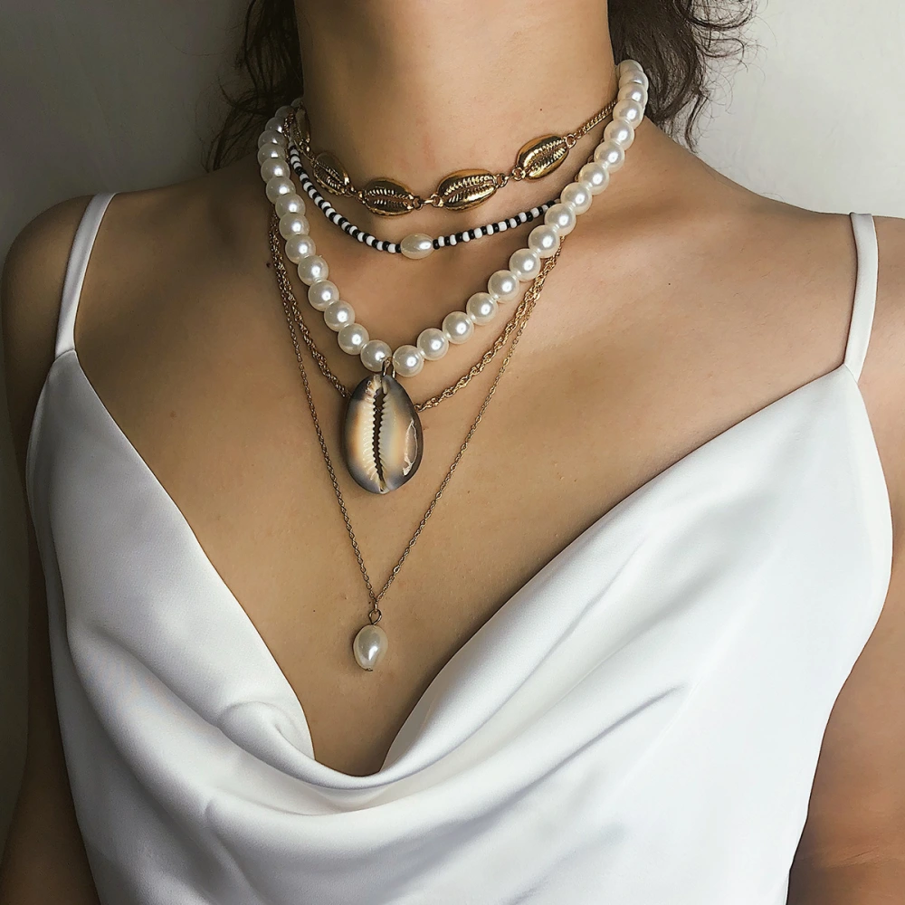 Irregular Pearl Shell Multilayer Necklace