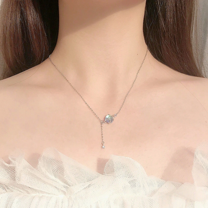 Moonstone Planet Necklace Female Clavicle Chain