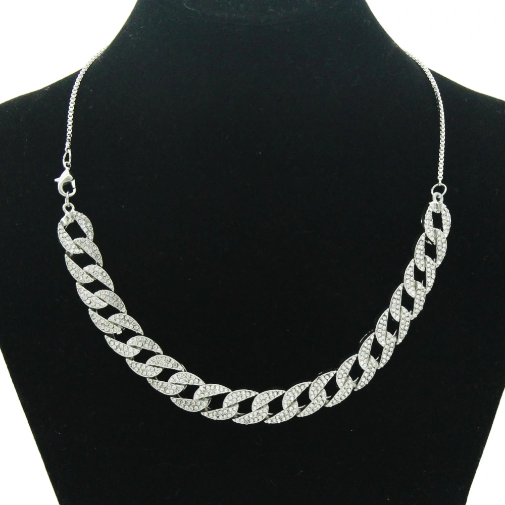 European And American Ins Wind Full Diamond Cuban Chain Leaf Chain Necklace