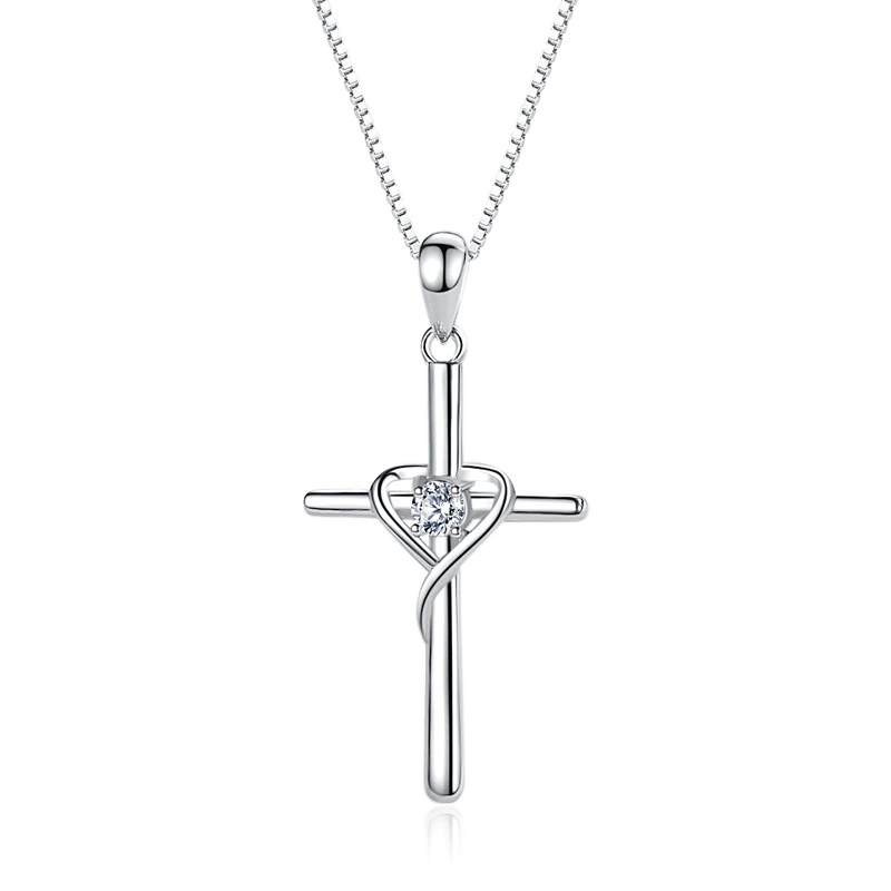Sterling Silver Cross Pendant Trendy Clavicle Chain