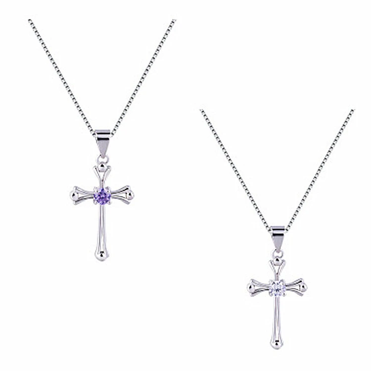 Cross Silver Pendant Necklace Clavicle Chain