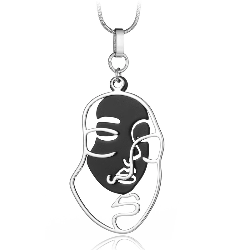 European And American Personality Funny Double Face Pendant Necklace