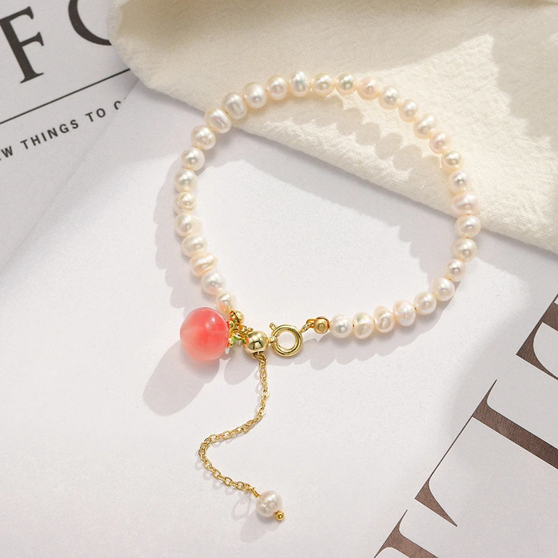 Peach Pendant Necklace Female Sweet Agate Clavicle Chain Peach Necklace For Girlfriend