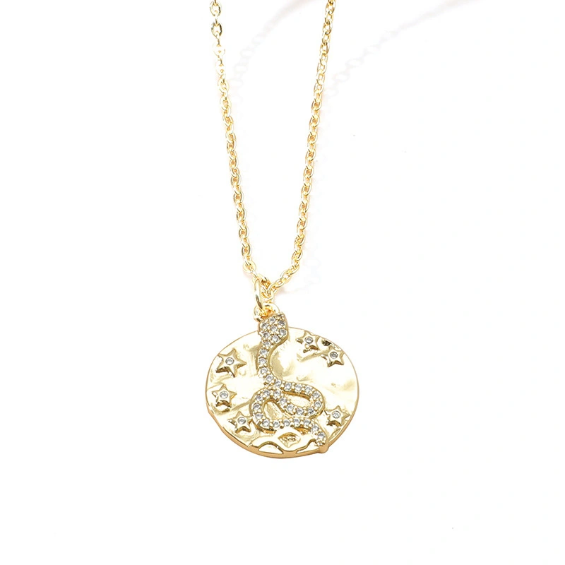 Clavicle Chain Zircon Round Tag Necklace