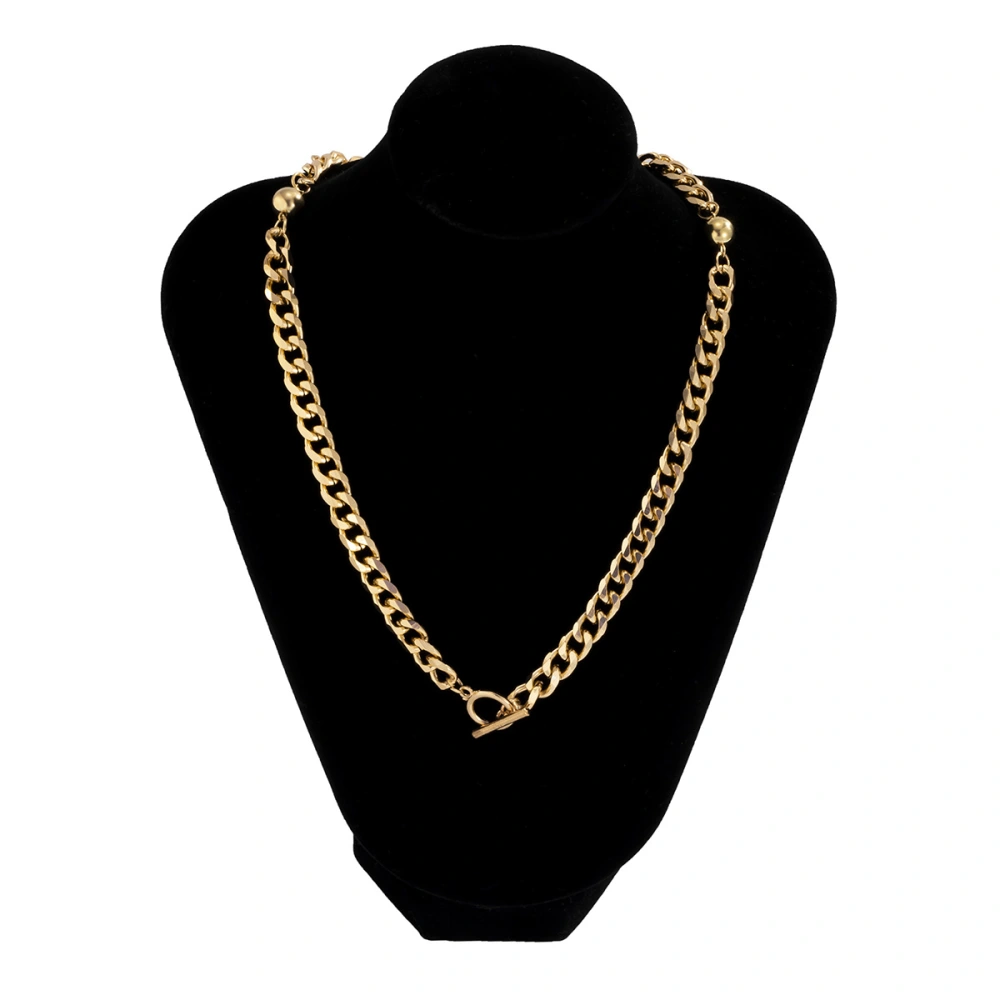 Simple Interval Round Bead Single-Layer Necklace Female Personality Chain OT Buckle Geometric Metal Necklace