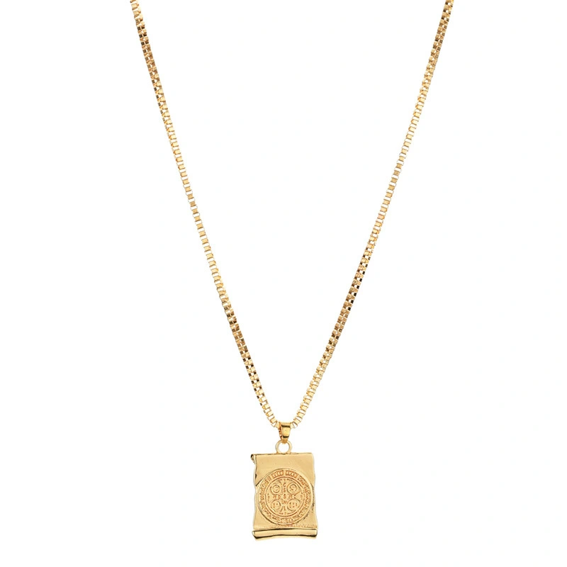 Big Gold Medal Moon And Star Pendant Necklace