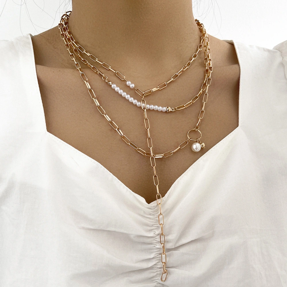 Multi-Layer Necklace Pearl Three-Layer Pendant Necklace Clavicle Chain